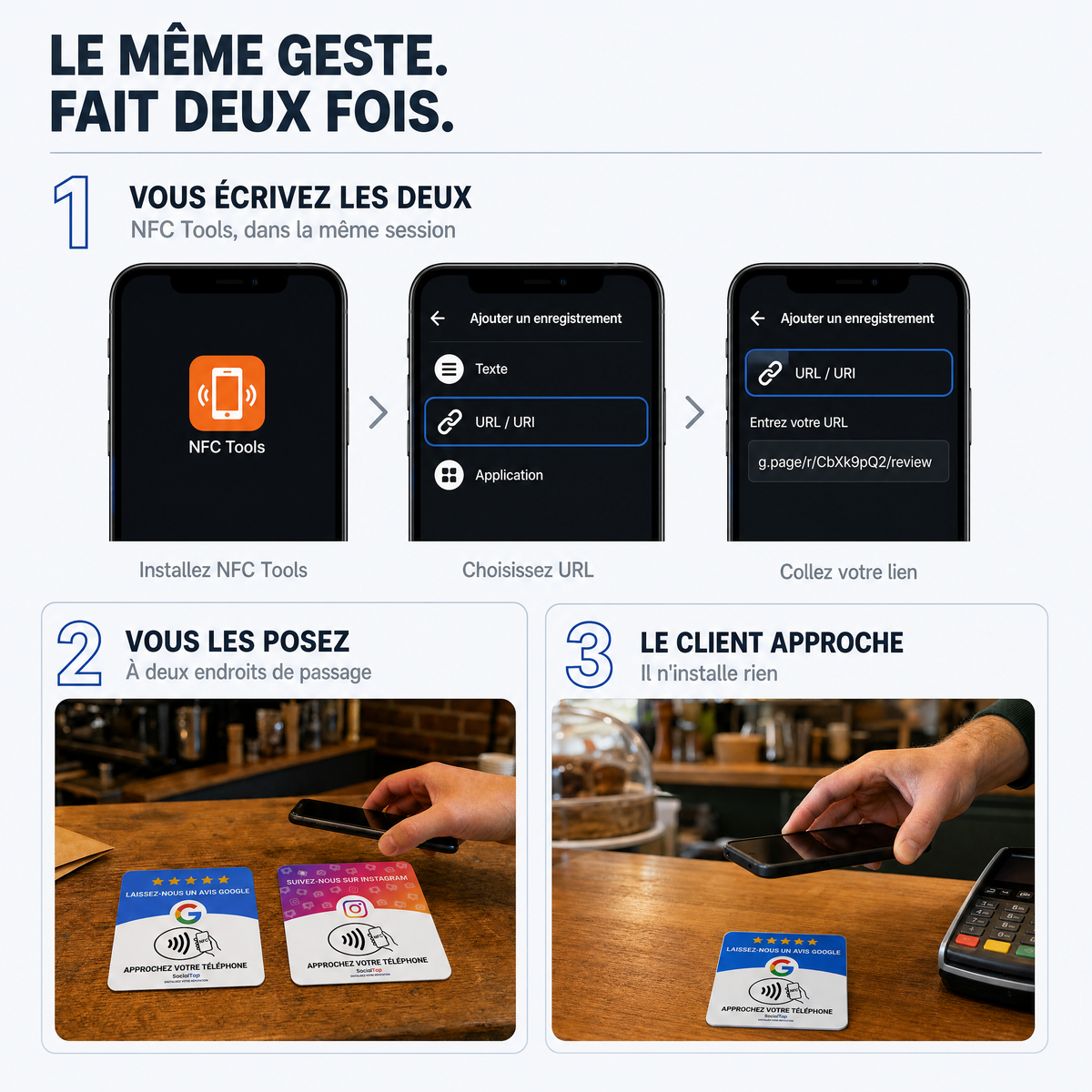 Comment configurer et poser les deux plaques NFC du pack en trois etapes
